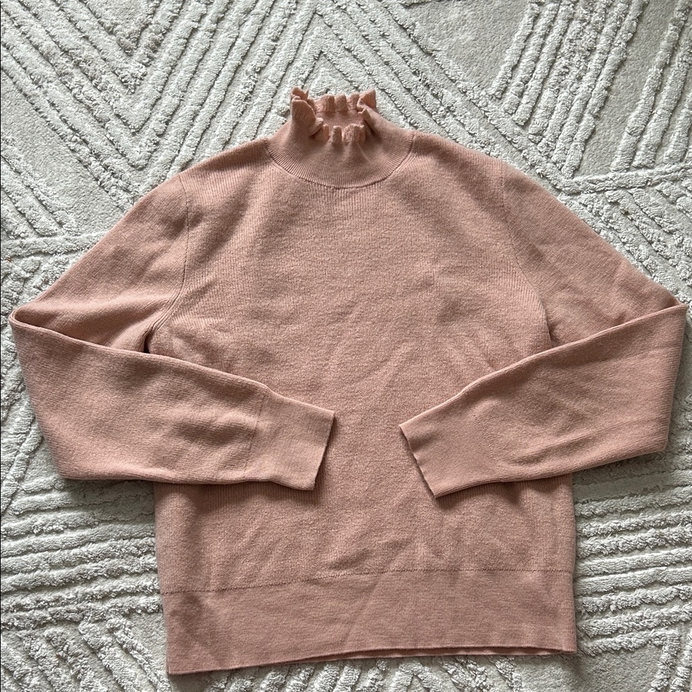 J. Crew wool Women's Pink Ruffle Neck Sweater
